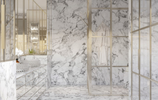 beyaz mermer kaplama banyo